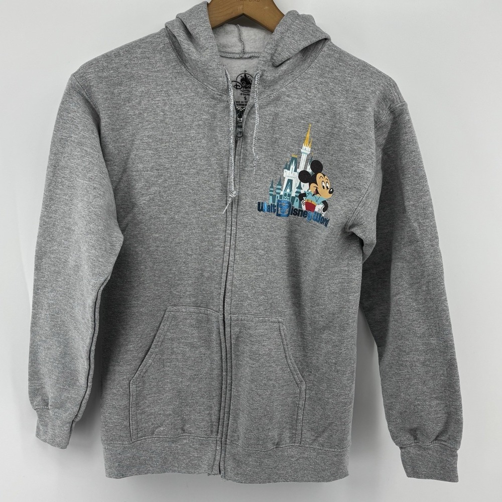 Walt Disney Women's Size Small Zip-up Sweatshirt Hoodie Jacket All 4 Parks Gray - Picture 2 of 7
